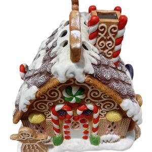 PartyLite Gingerbread House with Red and Green Accents